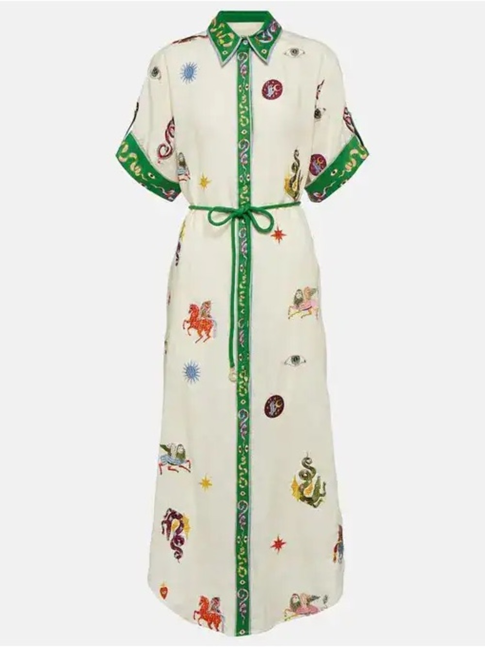 Seeker Embroidered Shirt Dress in Linen